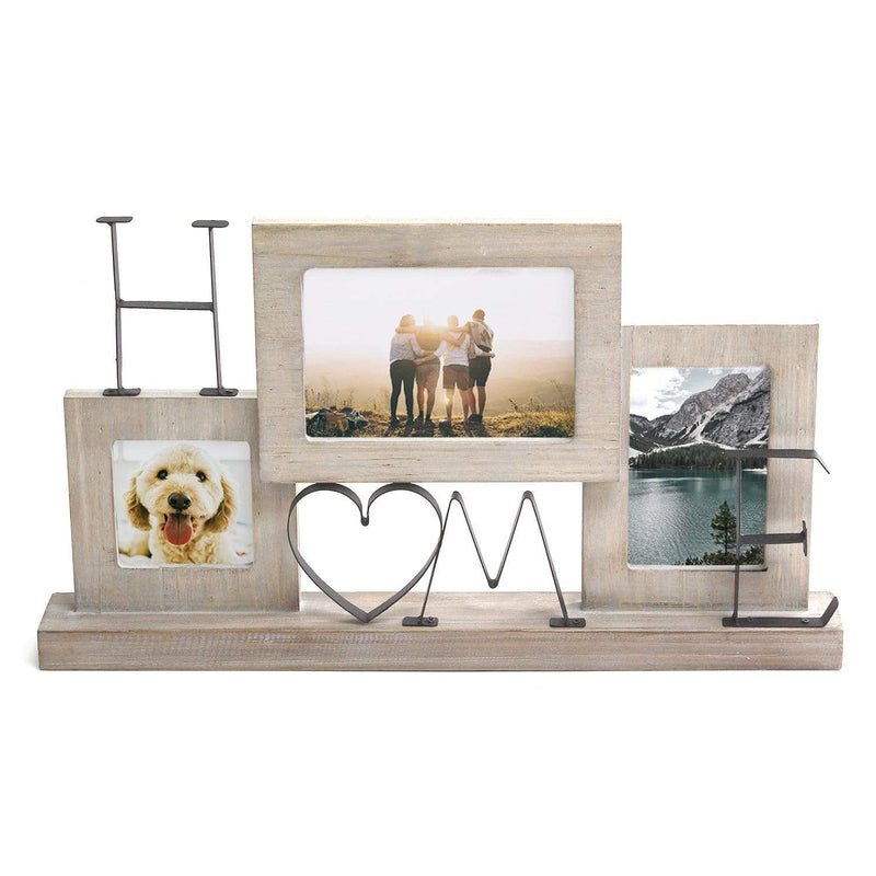 Tables Wooden Table - 20" X 2.25" X 11.75" Natural Wood Tabletop "Home" Picture Collage Frame HomeRoots