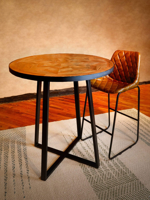 Tables Wooden Table - 36" X 36" X 42" Brown And Black Iron/Wood Pub Table HomeRoots