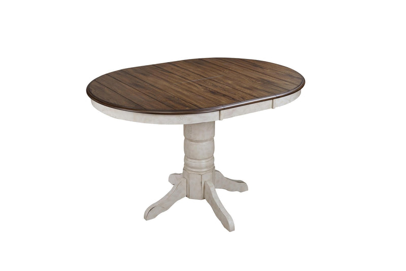 Tables Wooden Table - 42" X 42" X 36" Vintage Estates Veneer Solid Wood Pedestal Gathering Height Table HomeRoots