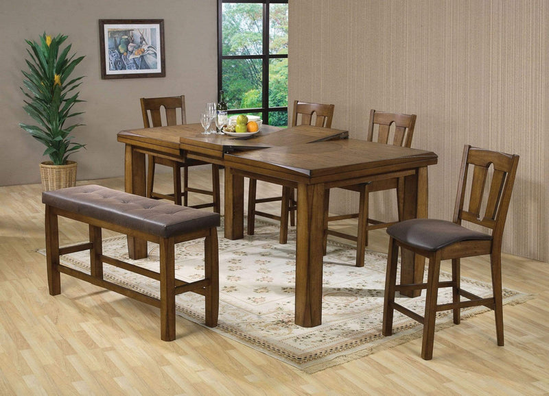 Tables Wooden Table - 42" X 78" X 36" Oak Wood Rectangular Leg Table, Top w/Butterfly Leaf HomeRoots