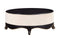 Tables Wooden Table - 47" X 47" X 19" Cream Fabric Black Wood Upholstered (Base) Cocktail Table HomeRoots