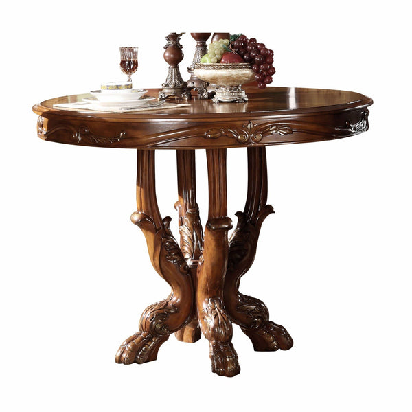 Tables Wooden Table - 48" X 48" X 36" Cherry Oak Wood Poly Resin Counter Height Table HomeRoots