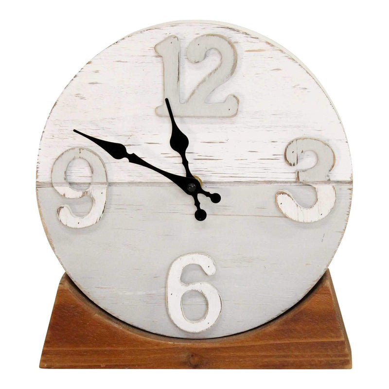 Tables Wooden Table - 9.25" X 2.15" X 10" Multi Mdf With Wood Veneer Wood Table clock HomeRoots