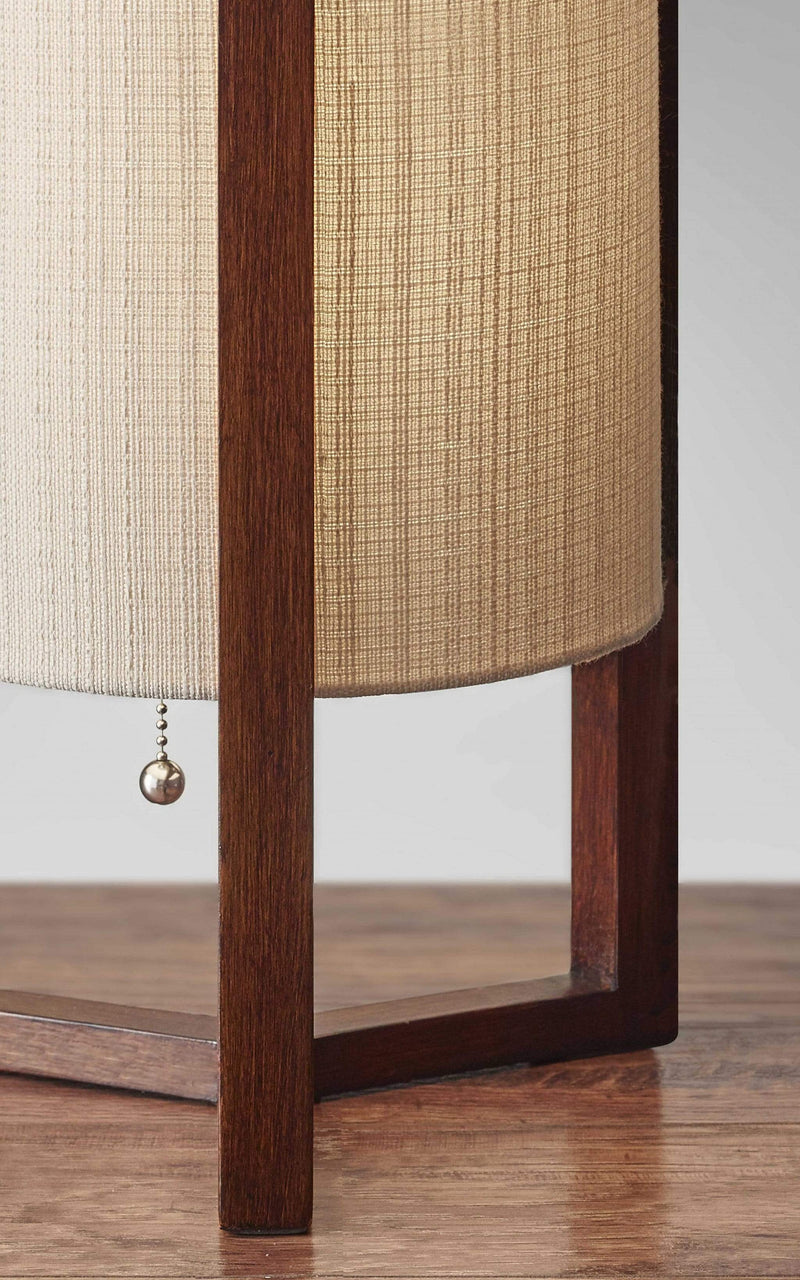 Tables Wooden Table - 9" X 9" X 17" Walnut Wood/Fabric Table Lantern HomeRoots