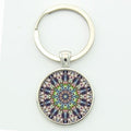 TAFREE Key chain Mandala Art Picture Glass Cabochon pendant Keychains Sacred Geometry Yoga Om Fashion Jewelry Key ring M01-17