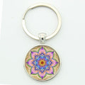 TAFREE Key chain Mandala Art Picture Glass Cabochon pendant Keychains Sacred Geometry Yoga Om Fashion Jewelry Key ring M01-17