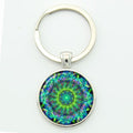TAFREE Key chain Mandala Art Picture Glass Cabochon pendant Keychains Sacred Geometry Yoga Om Fashion Jewelry Key ring M01-17
