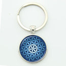 TAFREE Key chain Mandala Art Picture Glass Cabochon pendant Keychains Sacred Geometry Yoga Om Fashion Jewelry Key ring M01-17