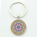 TAFREE Key chain Mandala Art Picture Glass Cabochon pendant Keychains Sacred Geometry Yoga Om Fashion Jewelry Key ring M01-17