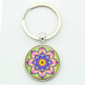 TAFREE Key chain Mandala Art Picture Glass Cabochon pendant Keychains Sacred Geometry Yoga Om Fashion Jewelry Key ring M01-17 AExp