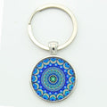 TAFREE Key chain Mandala Art Picture Glass Cabochon pendant Keychains Sacred Geometry Yoga Om Fashion Jewelry Key ring M01-17 AExp