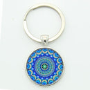 TAFREE Key chain Mandala Art Picture Glass Cabochon pendant Keychains Sacred Geometry Yoga Om Fashion Jewelry Key ring M01-17 AExp