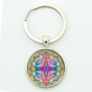 TAFREE Key chain Mandala Art Picture Glass Cabochon pendant Keychains Sacred Geometry Yoga Om Fashion Jewelry Key ring M01-17