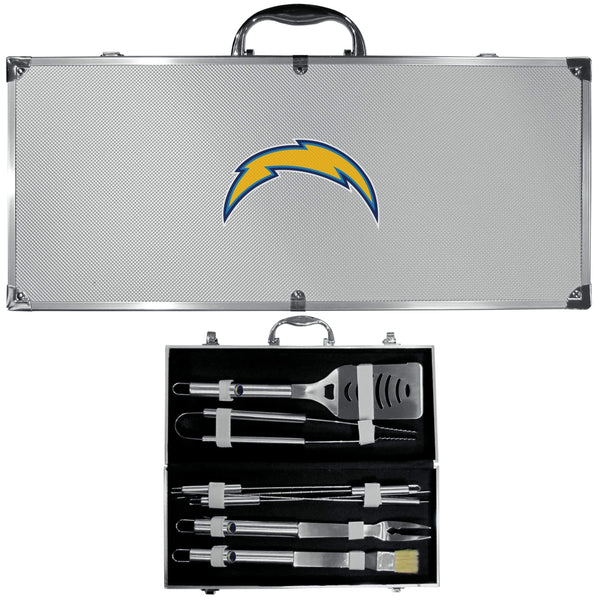Tailgating & BBQ Accessories NFL - Los Angeles Chargers 8 pc Stainless Steel BBQ Set w/Metal Case JM Sports-16