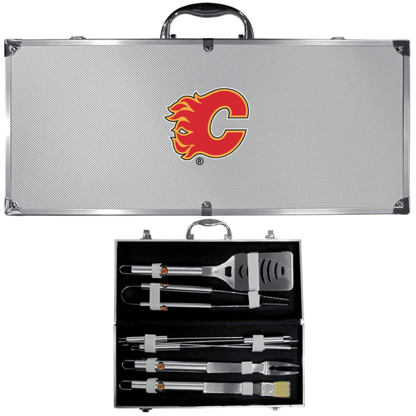 Tailgating & BBQ Accessories NHL - Calgary Flames 8 pc Stainless Steel BBQ Set w/Metal Case JM Sports-16