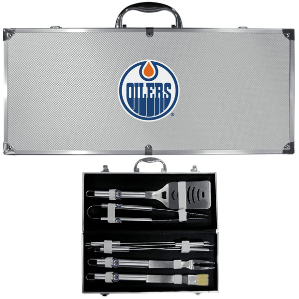 Tailgating & BBQ Accessories NHL - Edmonton Oilers 8 pc Stainless Steel BBQ Set w/Metal Case JM Sports-16