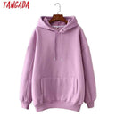 Tangada women fleece hoodie sweatshirts winter japanese fashion 2020 oversize ladies pullovers warm pocket hooded jacket SD60 AExp