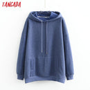 Tangada women fleece hoodie sweatshirts winter japanese fashion 2020 oversize ladies pullovers warm pocket hooded jacket SD60 AExp