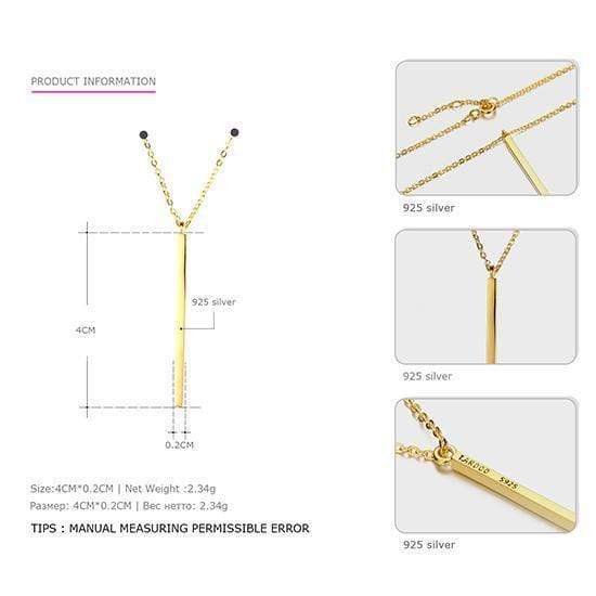 Tardoo Line Needle 925 Sterling Silver Long Pendant Necklace Simple and Romantic Style Fine Jewelry Valentine's Gift for Women JadeMoghul Inc. 