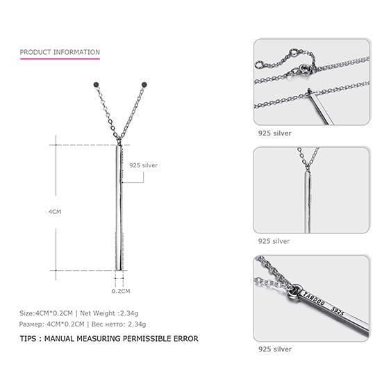 Tardoo Line Needle 925 Sterling Silver Long Pendant Necklace Simple and Romantic Style Fine Jewelry Valentine's Gift for Women JadeMoghul Inc. 