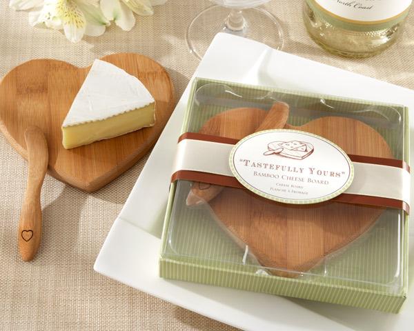 "Tastefully Yours" Heart Shaped Bamboo Cheese Board-Wedding General-JadeMoghul Inc.