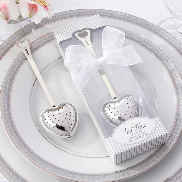 "Tea Time" Heart Tea Infuser in Elegant White Gift Box-Boy Wedding / Ring bearer-JadeMoghul Inc.