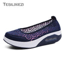 TESILIXIEZI  New Women's Vulcanize Shoes Lace Mesh Wedges Shoes For Women's Flats Shoes Casual Woman Height Increase Shoes
