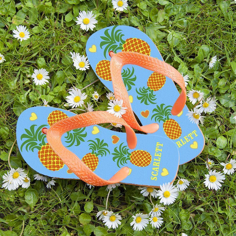 Textile Gifts & Accessories Partying Pineapples! Child's Personalised Flip Flops Treat Gifts
