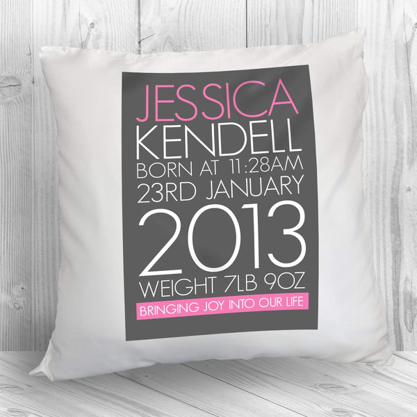 Textile Gifts & Accessories Personalised Baby Gifts - Baby Cushion Cover in Pink Treat Gifts