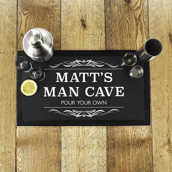Textile Gifts & Accessories Personalised Gifts For Men - Man Cave Black Bar Mat Treat Gifts