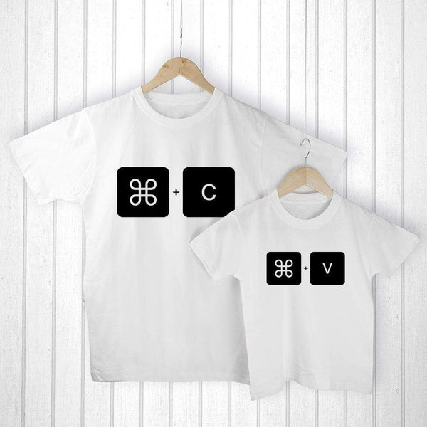 Textile Gifts & Accessories Personalized Father's Day Gifts - Daddy and Me Command+V White T-Shirts Treat Gifts