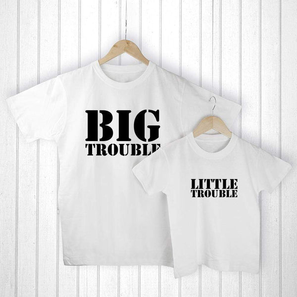 Textile Gifts & Accessories Personalized Father's Day Gifts - Daddy and Me Here Comes Trouble White T-Shirts Treat Gifts