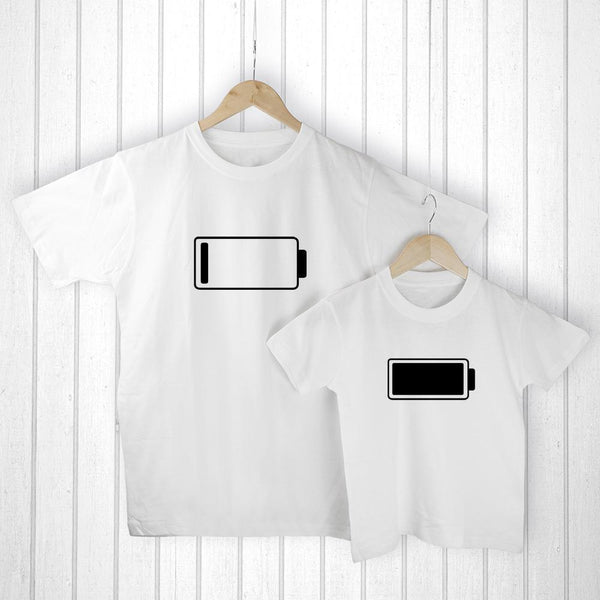 Textile Gifts & Accessories Personalized Father's Day Gifts - Daddy and Me Low Battery White T-Shirts Treat Gifts