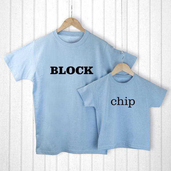 Textile Gifts & Accessories Personalized Gifts For Dad - Daddy and Me Chip off the Old Block Blue T-Shirts Treat Gifts