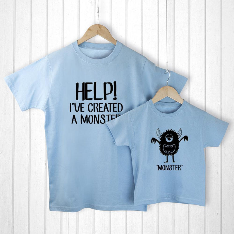 Textile Gifts & Accessories Personalized Gifts For Dad - Daddy and Me Little Monster Blue T-Shirts Treat Gifts