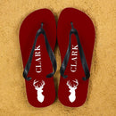 Textile Gifts & Accessories Stag Design Personalised Flip Flops in Red Treat Gifts