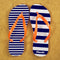 Textile Gifts & Accessories Striped Personalised Flip Flops in Blue and Orange Treat Gifts