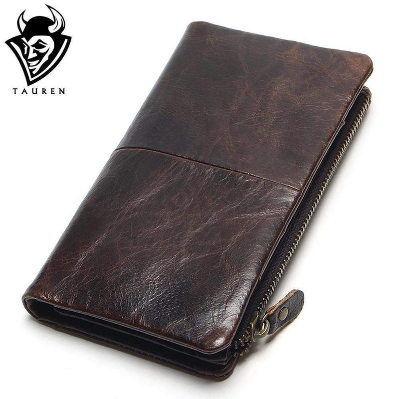 The 2017 New First Layer Of Real Leather Men's Oil Wax Retro High-Capacity Multi-Card Bit Long Wallet  Clutch Men Genuine