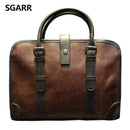 The Classic Crazy Horse PU Leather Briefcase Men's Business 14inch Laptop Office Bag