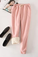 Thick Fur Lined Winter Jogger Pants-pink-M-JadeMoghul Inc.