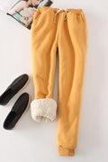 Thick Fur Lined Winter Jogger Pants-yellow-M-JadeMoghul Inc.