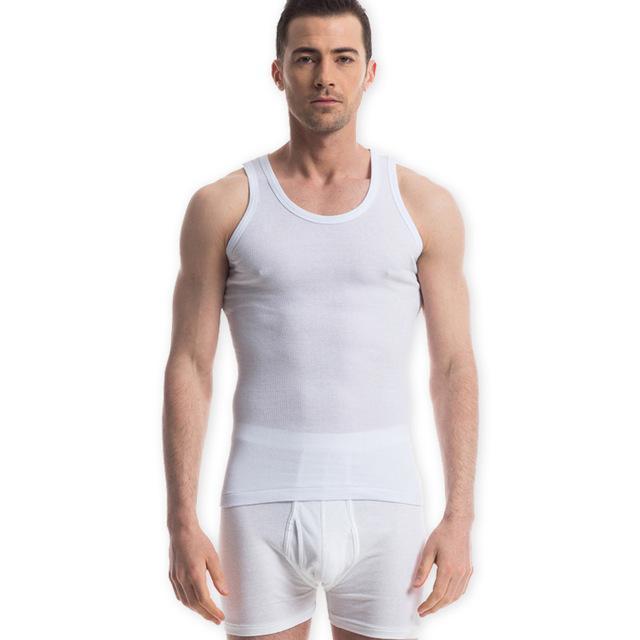 THREEGUN Brand Men Casual Undershirts Cotton Slim Fit Men Undershirts Bodybuilding Gold Fitness Male Slim Bottoming Underwear