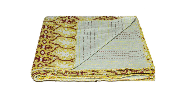 Throws Cheap Throw Blankets - 50" x 70" Multicolored, Charming, Kantha - Throw HomeRoots