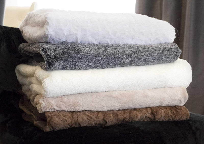 Throws Faux Fur Throw - 50" x 70" x 2" Cream Faux Throw HomeRoots