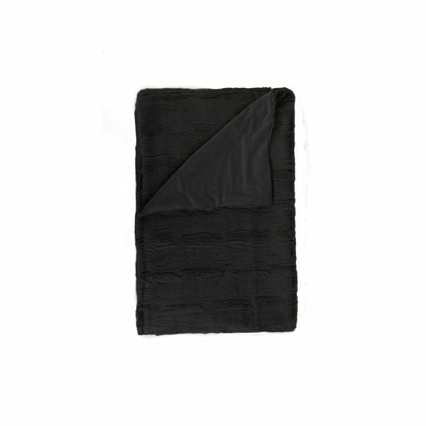 Throws Quilted Throw - 50" x 70" x 2" Black, Faux Fur - Throw HomeRoots