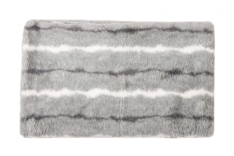 Throws Quilted Throw - 50" x 70" x 2" Grey/White, Faux Fur - Throw HomeRoots