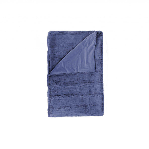 Throws Quilted Throw - 50" x 70" x 2" Indigo Faux Fur Throw HomeRoots