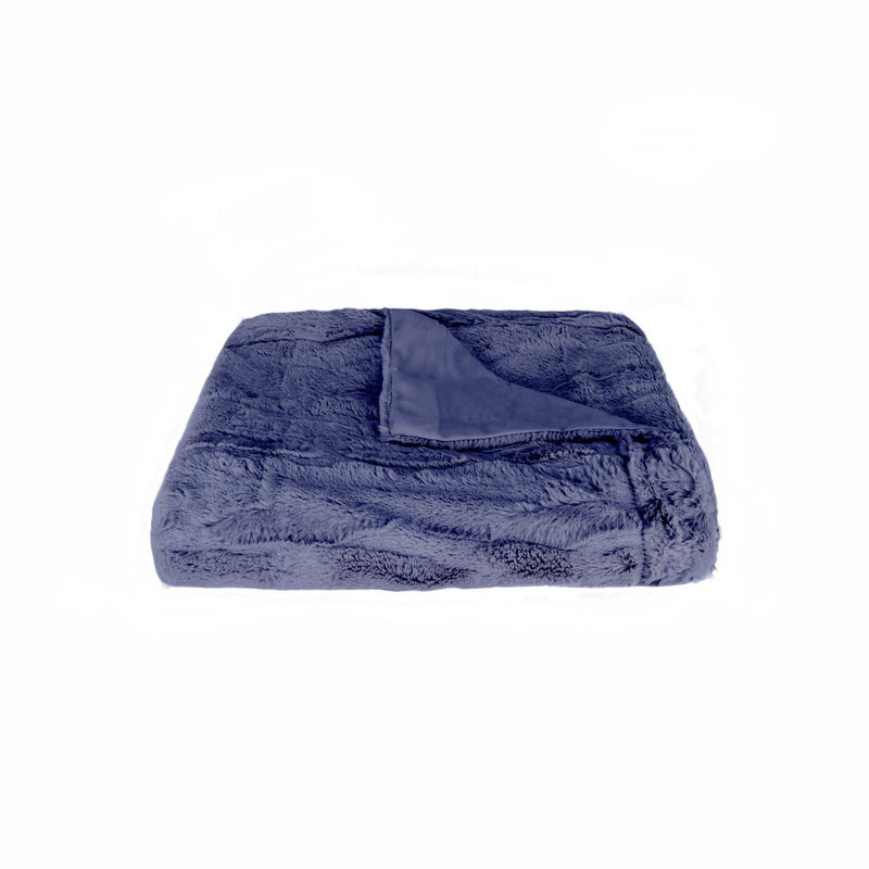 Throws Quilted Throw - 50" x 70" x 2" Indigo Faux Fur Throw HomeRoots