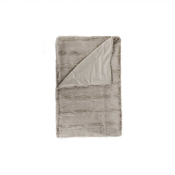 Throws Quilted Throw - 50" x 70" x 2" Oatmeal, Faux Fur - Throw HomeRoots