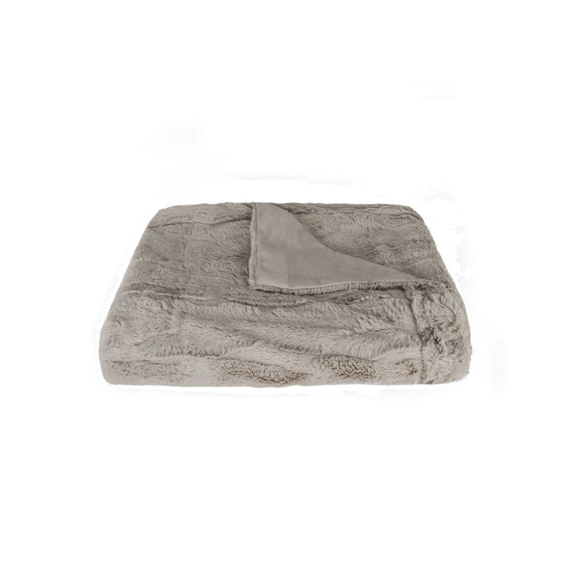 Throws Quilted Throw - 50" x 70" x 2" Oatmeal, Faux Fur - Throw HomeRoots